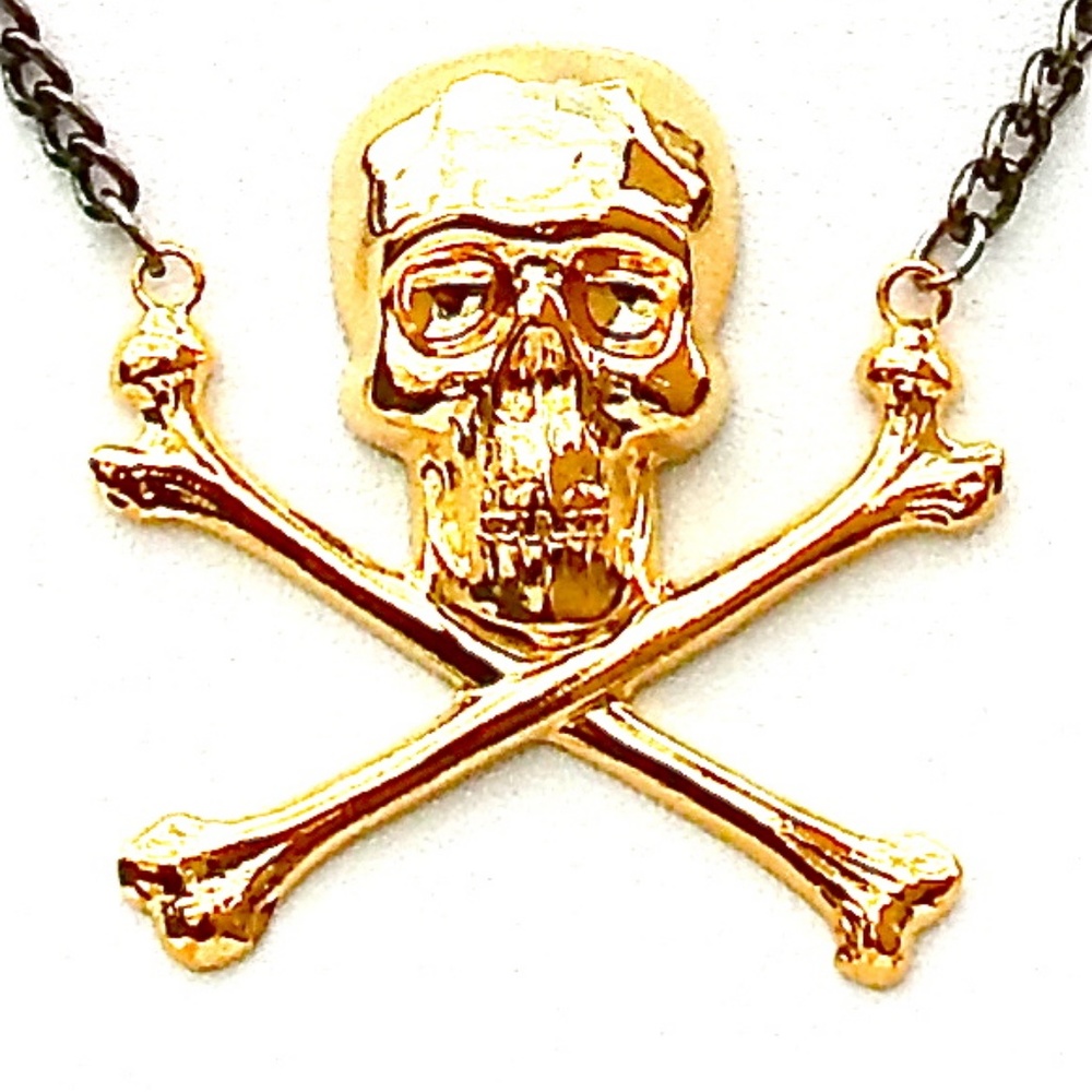 GASOLINE GLAMOUR GOLD SKULL & BONES NECKLACE